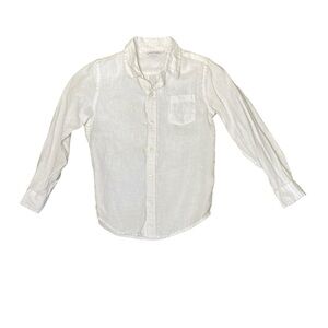 Boys Janie and Jack White 100% Linen Button Front Shirt Size 5 Long Sleeve